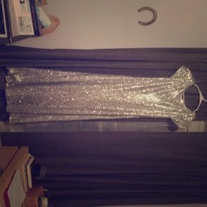 Revelry floor length silver sequin dress
